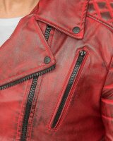 Reichstadt Herren Slim Fit Lederjacke Silver Zipper  RS003 Bordeaux XL