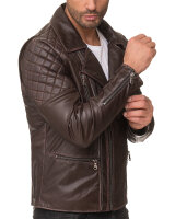 Regular Fit Kunstlederjacke Herren Gunmetal ZipperRS007 PU Dark Brown XS
