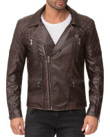 Regular Fit Kunstlederjacke Herren Gunmetal ZipperRS007 PU Dark Brown XS
