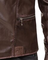 Regular Fit Kunstlederjacke Herren Gunmetal ZipperRS007 PU Dark Brown XS