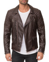 Regular Fit Kunstlederjacke Herren Gunmetal ZipperRS007 PU Dark Brown M