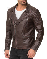 Regular Fit Kunstlederjacke Herren Gunmetal ZipperRS007 PU Dark Brown M