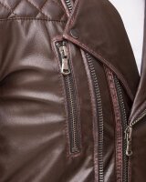 Regular Fit Kunstlederjacke Herren Gunmetal ZipperRS007 PU Dark Brown XXL