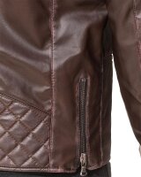 Regular Fit Kunstlederjacke Herren Gunmetal ZipperRS007 PU Dark Brown XXL