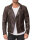 Regular Fit Kunstlederjacke Herren Gunmetal ZipperRS007 PU Dark Brown XXL