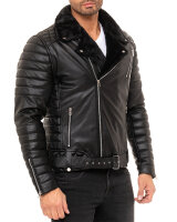 Reichstadt Herren Slim Fit Kunstleder Silver Zipper RS008PU Black L