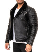 Reichstadt Herren Slim Fit Kunstleder Silver Zipper RS008PU Black L