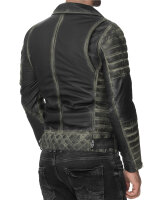 Reichstadt Herren Slim Fit Bikerjacke Silver Zipper  RS001LUX Fungi Green XS