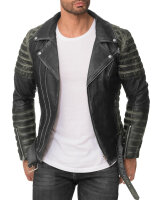 Reichstadt Herren Slim Fit Bikerjacke Silver Zipper  RS001LUX Fungi Green XS