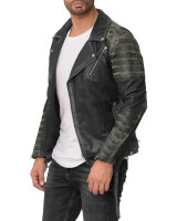 Reichstadt Herren Slim Fit Bikerjacke Silver Zipper  RS001LUX Fungi Green XS