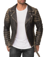 Reichstadt Herren Slim Fit Bikerjacke Silver Zipper  RS001LUX Fungi Green M