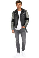 Reichstadt Herren Slim Fit Bikerjacke Silver Zipper  RS001LUX Fungi Green M