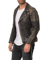 Reichstadt Herren Slim Fit Bikerjacke Silver Zipper  RS001LUX Fungi Green M