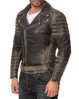 Reichstadt Herren Slim Fit Bikerjacke Silver Zipper  RS001LUX Fungi Green M