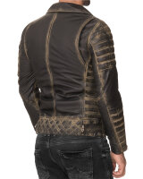Reichstadt Herren Slim Fit Bikerjacke Silver Zipper  RS001LUX Fungi Green M