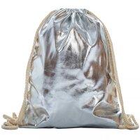 Damen Kunstleder Turnbeutel Silver
