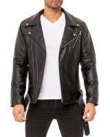 Reichstadt Herren Slim Fit Echtlederjacke Silver Zipper...