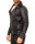 Slim Fit Echtlederjacke Herren Silver Zipper 19RS018 Black M