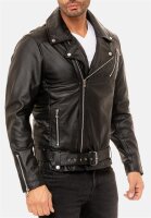 Slim Fit Echtlederjacke Herren Silver Zipper 19RS018 Black L