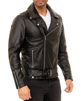 Reichstadt Herren Jacke RS018 Schwarz - ECHTLEDER -  silver zipper XXL