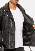 Reichstadt Herren Slim Fit Echtlederjacke Silver Zipper 19RS018 Black XXL
