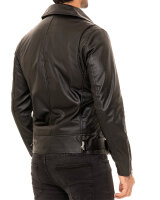 Reichstadt Herren Slim Fit Echtlederjacke Silver Zipper 19RS018 Black XXL