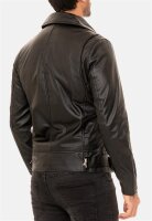 Reichstadt Herren Slim Fit Echtlederjacke Silver Zipper 19RS018 Black XXL