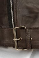 Slim Fit Kunstlederjacke Herren Silver Zipper RS008PU Brown XS