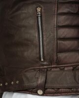 Slim Fit Kunstlederjacke Herren Silver Zipper RS008PU Brown XS
