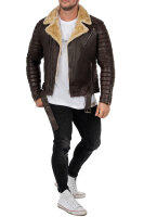 Slim Fit Kunstlederjacke Herren Silver Zipper RS008PU Brown S