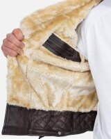 Slim Fit Kunstlederjacke Herren Silver Zipper RS008PU Brown M