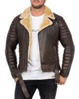 Herren Jacke RS008 PU - Brown - Silver Zipper XXL