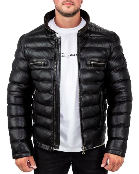 Herren Bomber Echtleder Jacke RS016 Black M