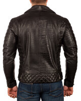 Reichstadt Herren Slim Fit Bikerjacke Crocodile Silver Zipper 20RS23LUX Black XS