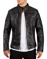 Reichstadt Herren Slim Fit Bikerjacke Silver Zipper...
