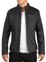 Reichstadt Herren Slim Fit Bikerjacke Silver Zipper 20RS20LUX