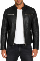 Reichstadt Herren Slim Fit Bikerjacke Silver Zipper 20RS20LUX Black S