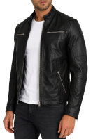 Reichstadt Herren Slim Fit Bikerjacke Silver Zipper 20RS20LUX Black S