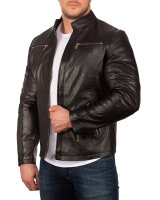 Reichstadt Herren Slim Fit Bikerjacke Silver Zipper 20RS20LUX Black L