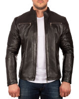 Reichstadt Herren Slim Fit Bikerjacke Silver Zipper 20RS20LUX Black XXL