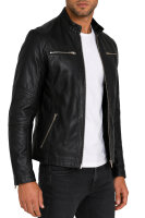 Reichstadt Herren Slim Fit Bikerjacke Silver Zipper 20RS20LUX Black XXL