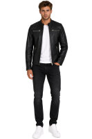 Reichstadt Herren Slim Fit Bikerjacke Silver Zipper 20RS20LUX Black XXL