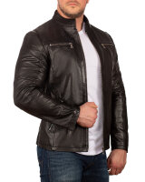 Reichstadt Herren ECHTLEDER Jacke 20RS20LUX Schwarz - Silver Zipper XXXL