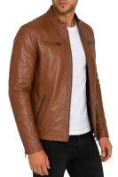 Reichstadt Herren Slim Fit Bikerjacke Silver Zipper 20RS20LUX Brown XL