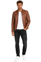 Reichstadt Herren Slim Fit Bikerjacke Silver Zipper 20RS20LUX Brown XL