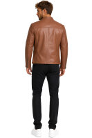 Reichstadt Herren Slim Fit Bikerjacke Silver Zipper 20RS20LUX Brown XL