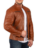 Reichstadt Herren Slim Fit Bikerjacke Silver Zipper 20RS20LUX Brown XXL