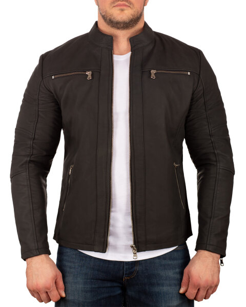 Slim Fit Echtlederjacke Herren Silver Zipper 20RS20LUX Grey XXL