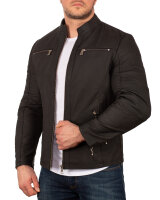 Reichstadt Herren Slim Fit Bikerjacke Silver Zipper 20RS20LUX Grey XXXL