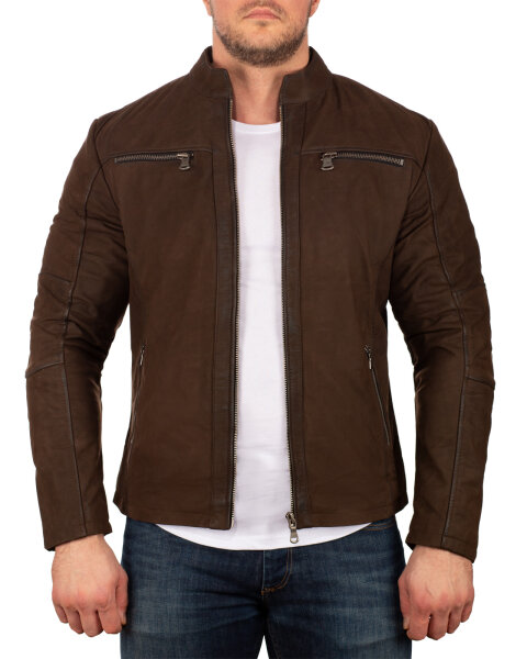 Slim Fit Jacke Herren Gunmetal Zipper20RS22LUX Brown XXL